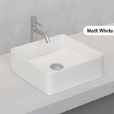 Square Above Counter Ceramic Basin Matt White