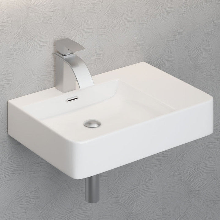 600X420X120Mm Above Counter/Wall-Hung Rectangle White Ceramic Basin Left / Right Hand Bowl One Tap