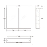 900mm Pencil Edge Gloss White Shaving Cabinet With Mirror MDF Board