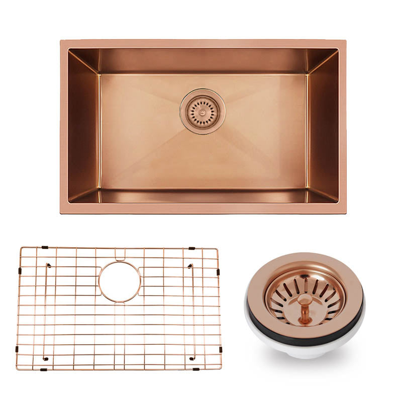 600X450X230Mm Rose Gold Pvd 1.2Mm Handmade Top/undermount Single Bowl Kitchen Sink Stainless Steel