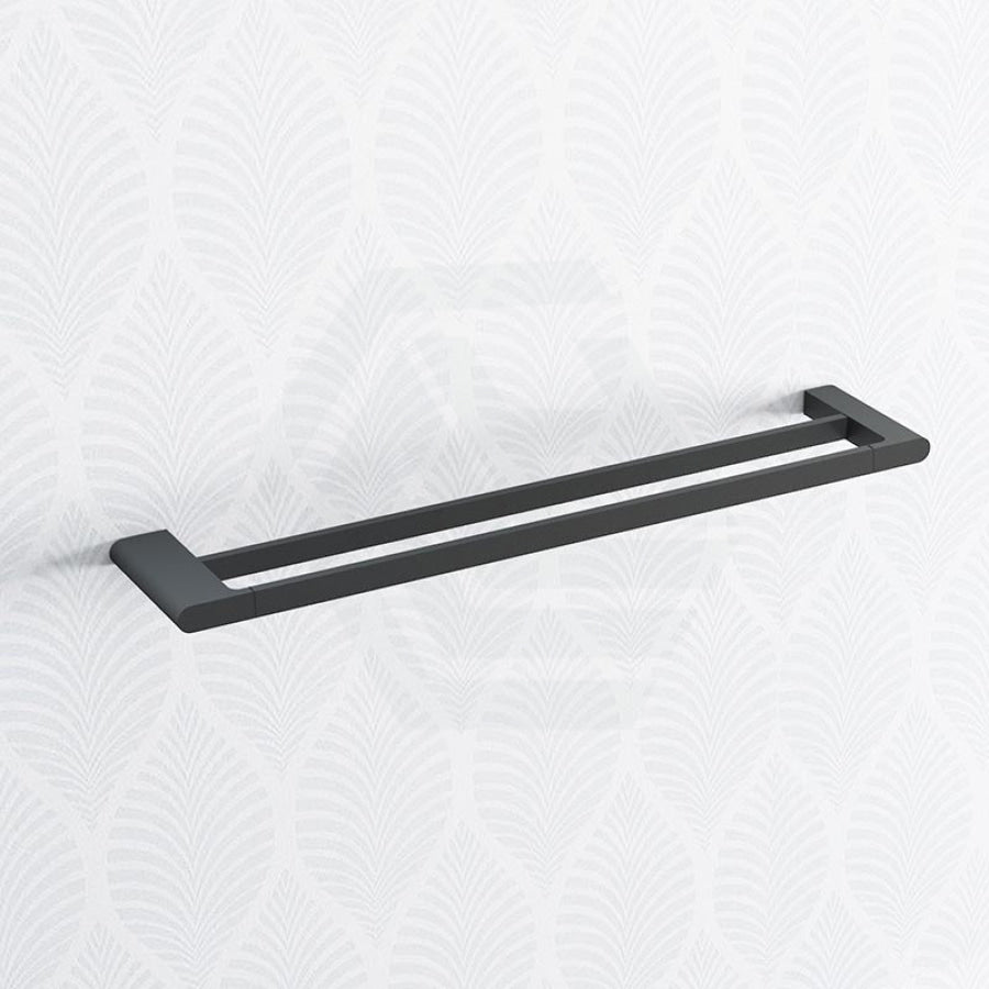 Quavo 600/800Mm Matt Black Double Towel Rail Brass Wall Mounted 600Mm Bathroom Products