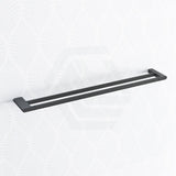 Quavo Square Black Double Towel Rail 800mm Brass Wall Mounted