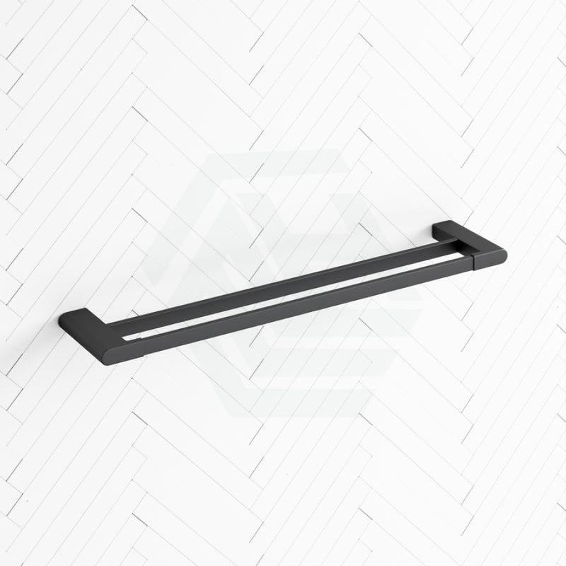 Quavo 600/800Mm Matt Black Double Towel Rail Brass Wall Mounted Rails