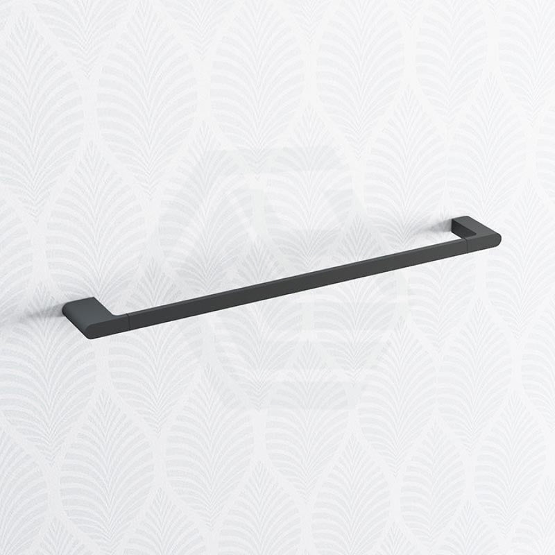 Quavo Square Matt Black Single Towel Rail 600mm Solid Brass Wall Mounted