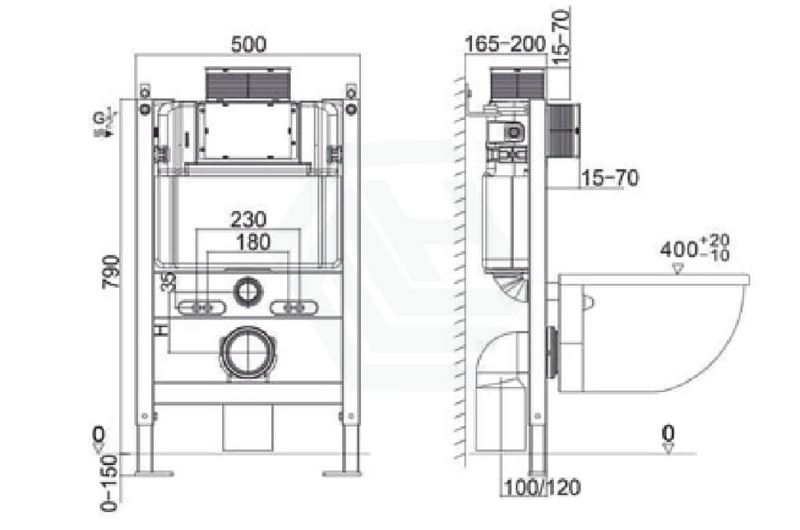 R&t Framed Low Level In-Wall Cistern For Wall Hung Toilet Pan Top Or Front Flush Button Available