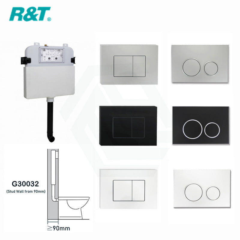 R&T Frameless Inwall Concealed Cistern For Wall Floor Toilet Pan Push Button Available