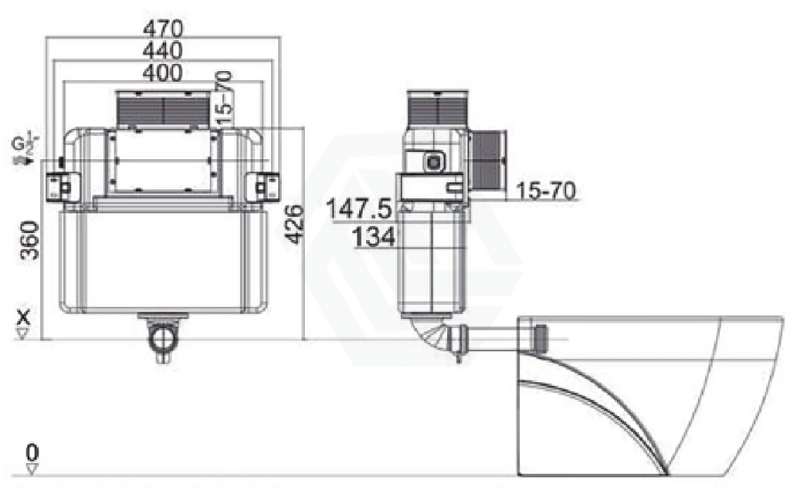 R&t Frameless Low Level In-Wall Cistern For Wall Faced Toilet Pan Top Or Front Flush Buttons