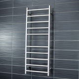 Radiant Brushed Satin Heated Round Ladder Towel Rail 430 X 1100Mm 10 Bars Rails