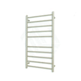 Radiant Brushed Satin Heated Round Ladder Towel Rail 600 X 1100Mm 10 Bars Bottom Left Rails