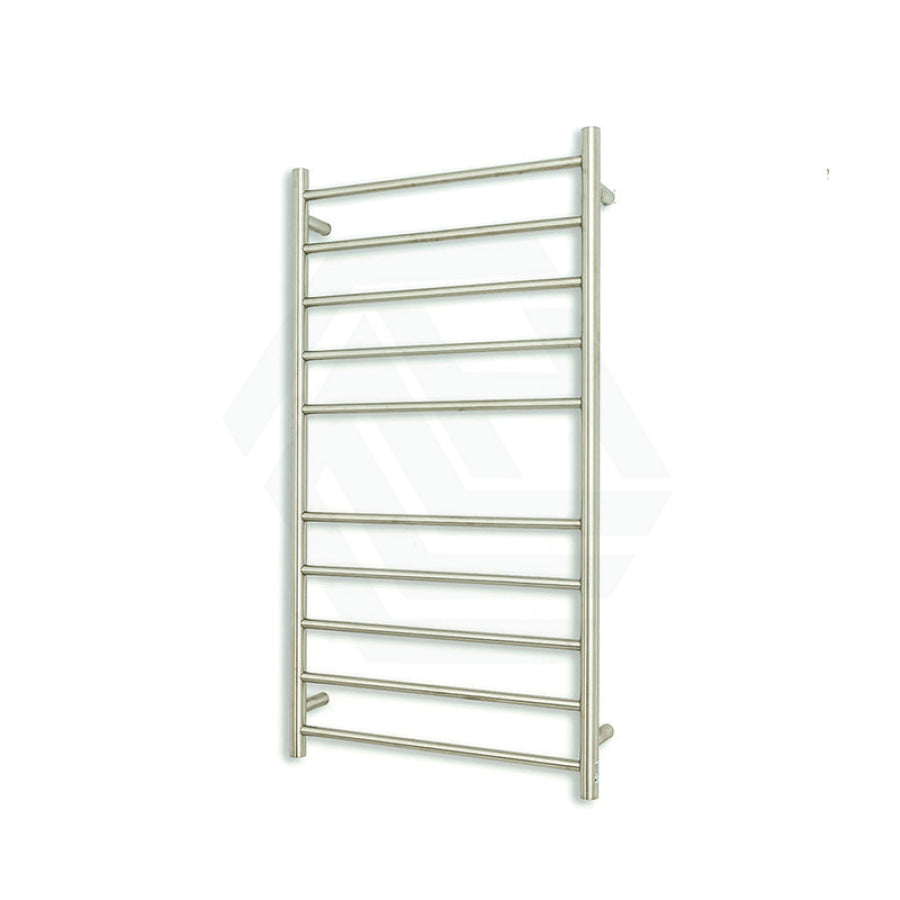 Radiant Brushed Satin Heated Round Ladder Towel Rail 600 X 1100Mm 10 Bars Rails