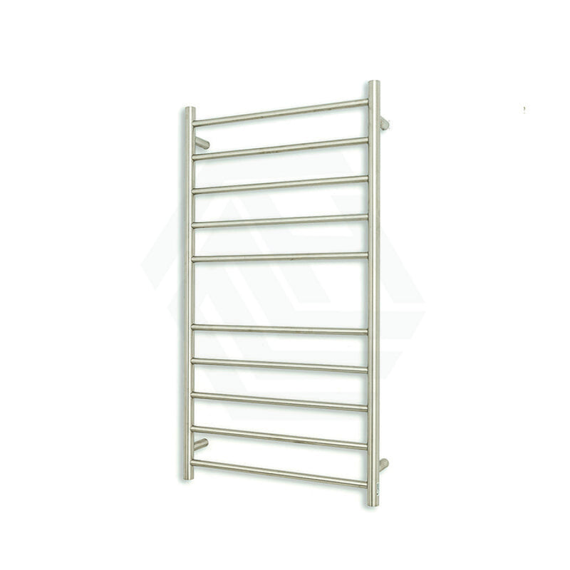 Radiant Brushed Satin Heated Round Ladder Towel Rail 600 X 1100Mm 10 Bars Rails