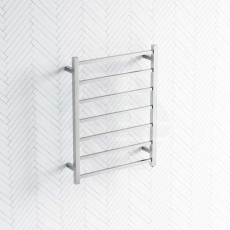 Radiant Mirror Polished Heated Square Ladder Towel Rail 600 X 800Mm 7 Bars Rails