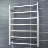 Radiant Mirror Polished Heated Square Ladder Towel Rail 600 X 800Mm 7 Bars Rails