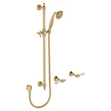 G#2(Gold) Fienza Lillian Lever Rail Shower Set Urban Brass/Ceramic White Handle Ceramic Sets