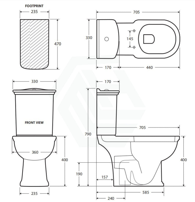 Rak Washington Ivory Close-Coupled Toilet Suite Vintage Boxed Rim Pan Tornado Suites