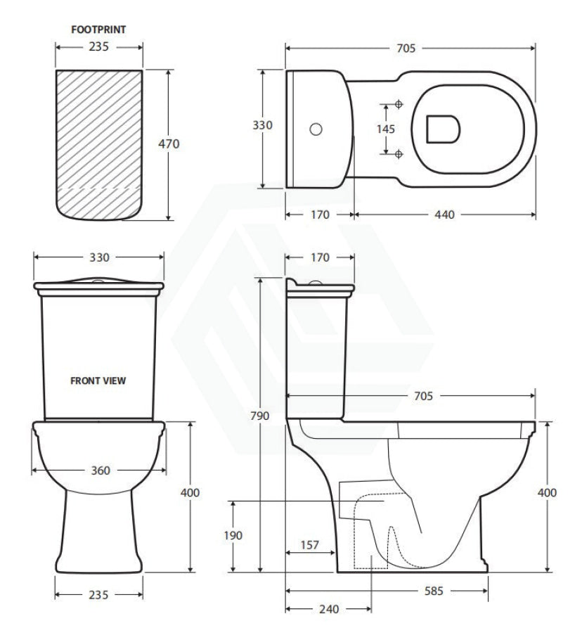 Rak Washington White Close-Coupled Toilet Suite Boxed Rim Pan Box Suites