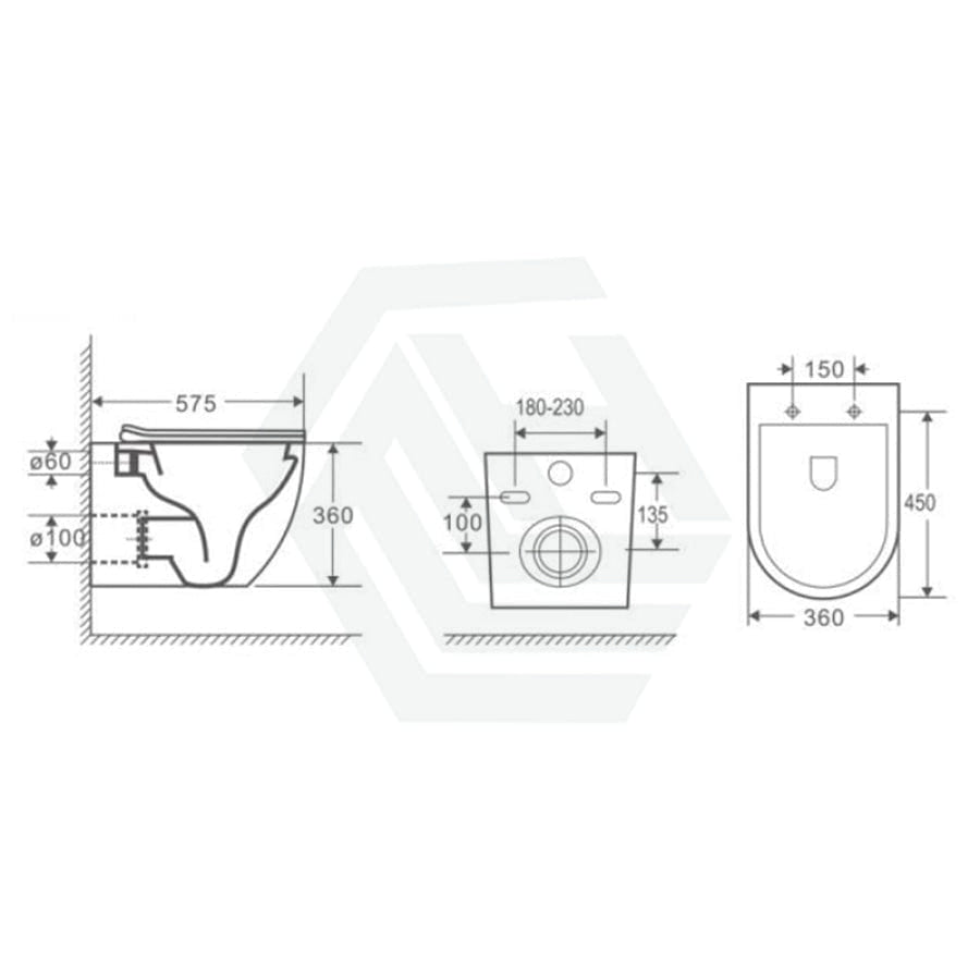 Raul Rimless Wall Hung Toilet Pan With Geberit Frameless Inwall Concealed Cistern Sigma8 Push