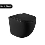 Raul 570X360X400Mm Bathroom Toilet Matt Black Wall Floor Faced Pan With Rimless Slim Duraplas Seat