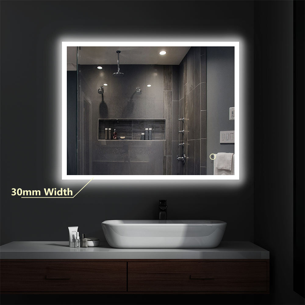 600/750/900/1200Mm Led Wall Mirror Right Angle Frameless Light On Rim 900X750Mm