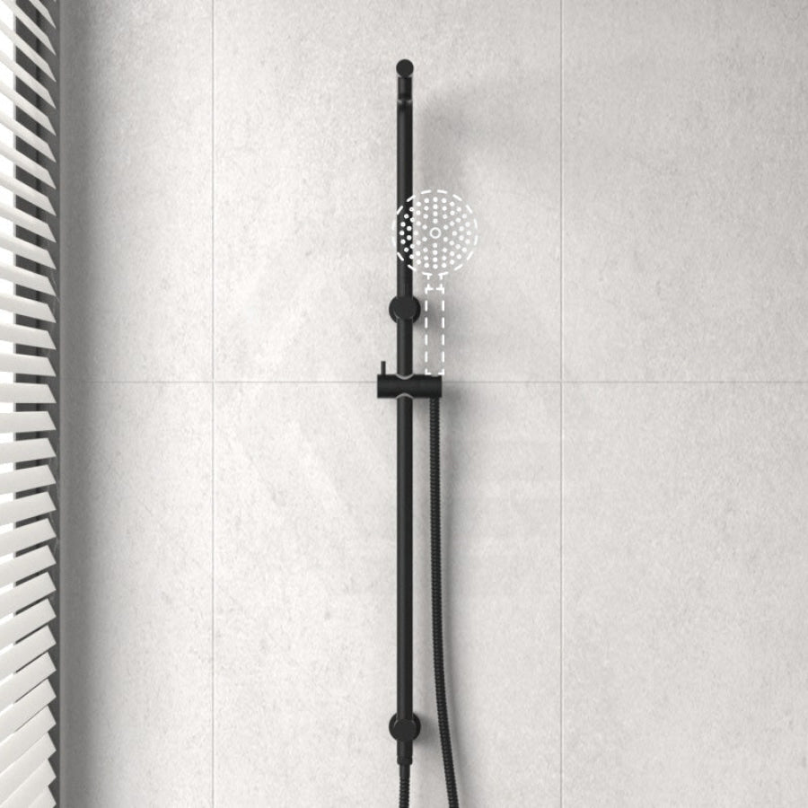 Right Angle Round Matt Black Twin Shower Rail Top Water Inlet Rails