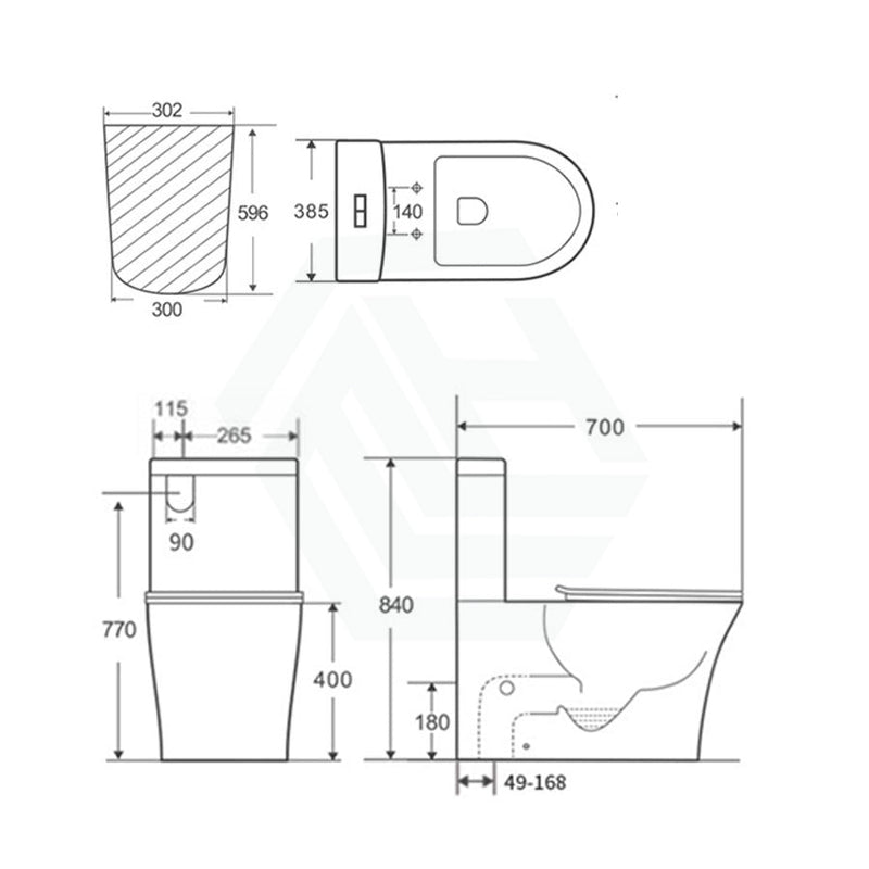 Rimless Plus Tornado Toilet Suite Back To Wall Supreme Flush Square Push Button Suites