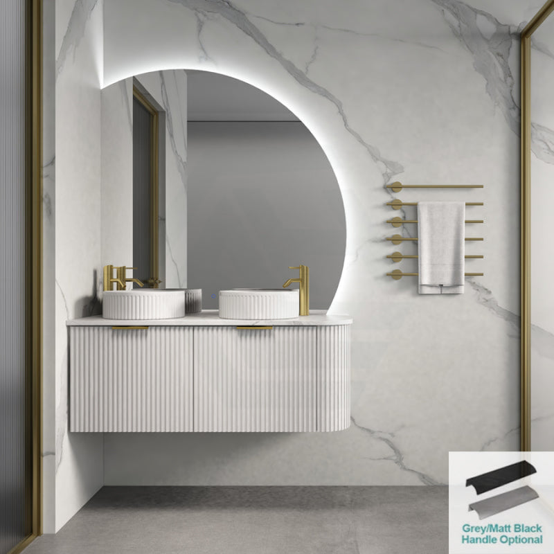 Rio 600/750/900/1200/1500Mm Bathroom Linear Surface Corner Vanity Wall Hung Plywood White With Stone