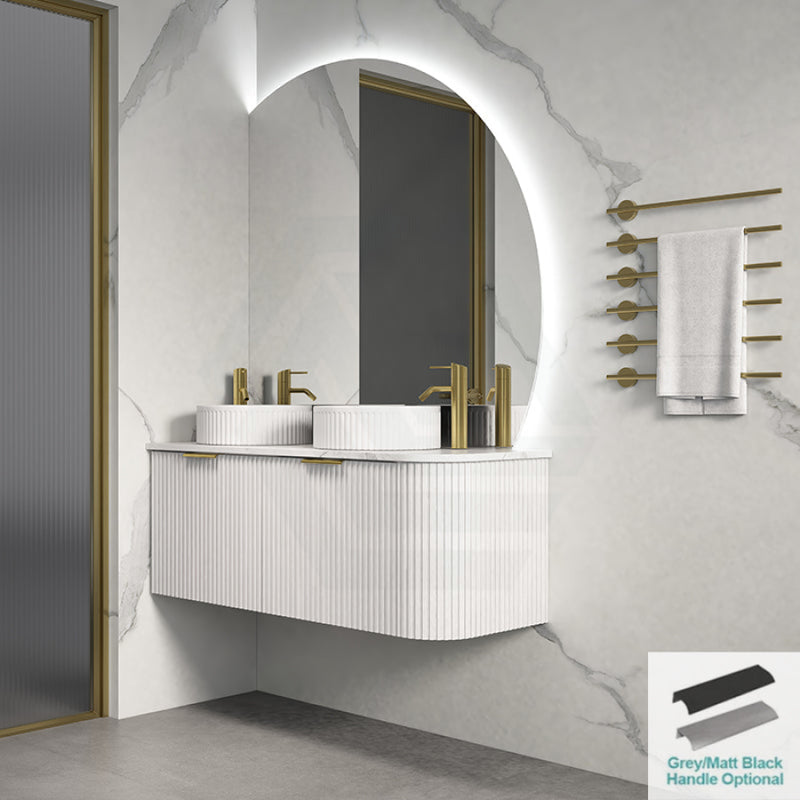 Rio 600/750/900/1200/1500Mm Bathroom Linear Surface Corner Vanity Wall Hung Plywood White With Stone