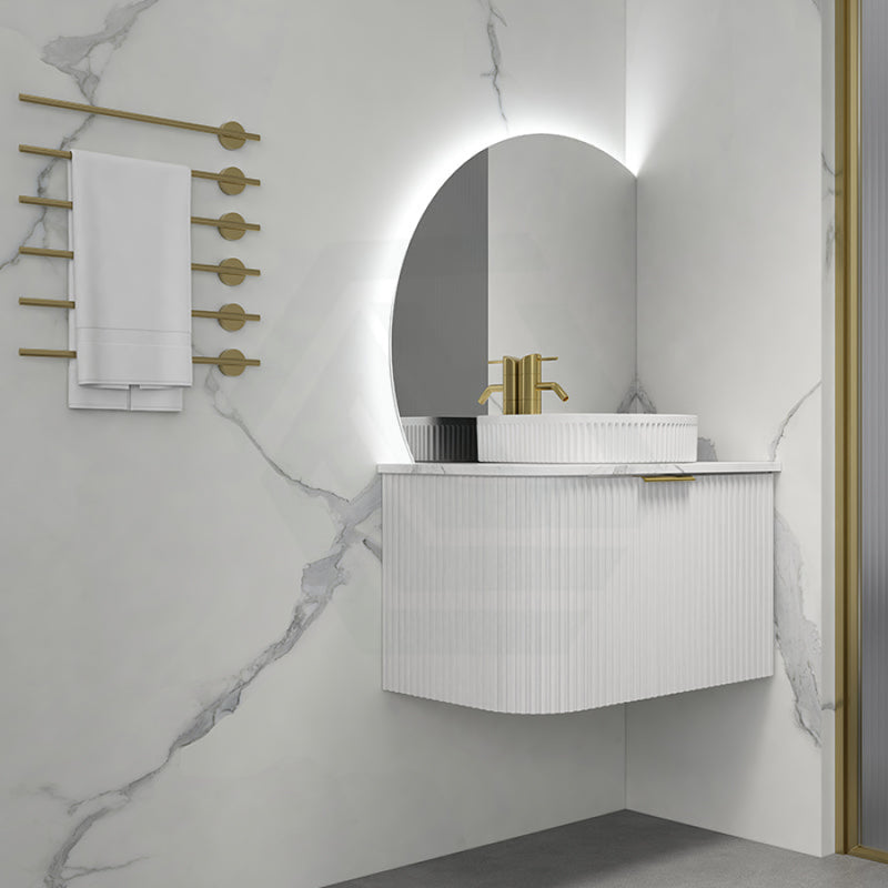 Rio 600/750/900/1200/1500Mm Bathroom Linear Surface Corner Vanity Wall Hung Plywood White With Stone