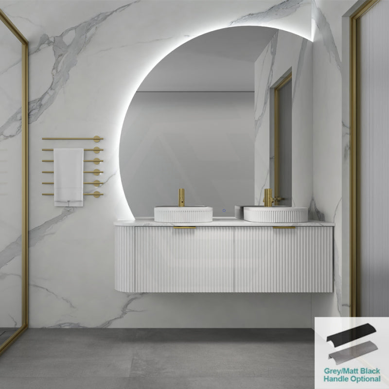 Rio 600/750/900/1200/1500Mm Bathroom Linear Surface Corner Vanity Wall Hung Plywood White With Stone