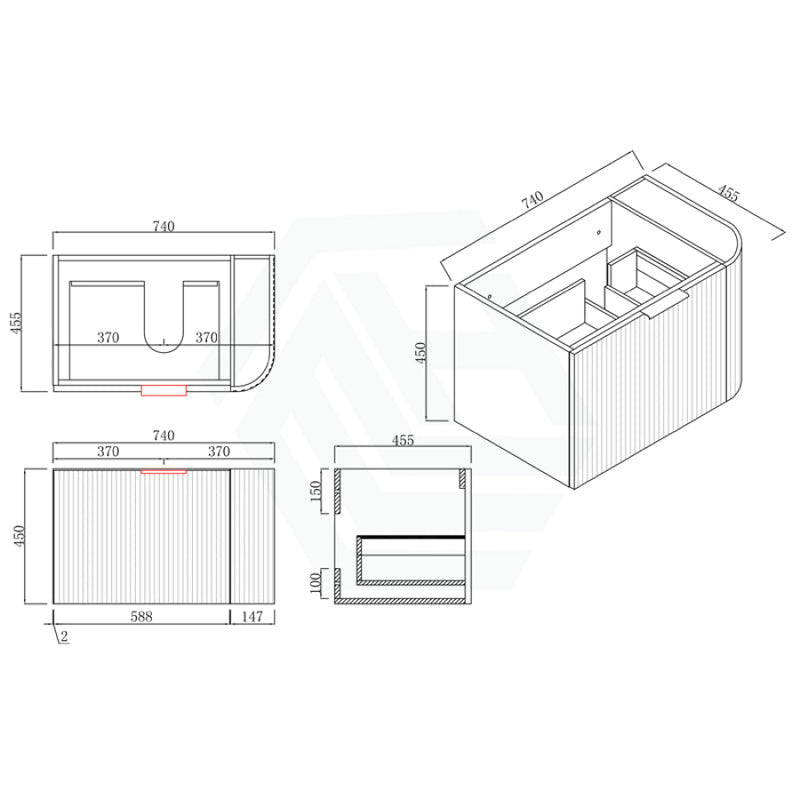 Rio 600/750/900/1200/1500Mm Bathroom Linear Surface Corner Vanity Wall Hung Plywood White With Stone