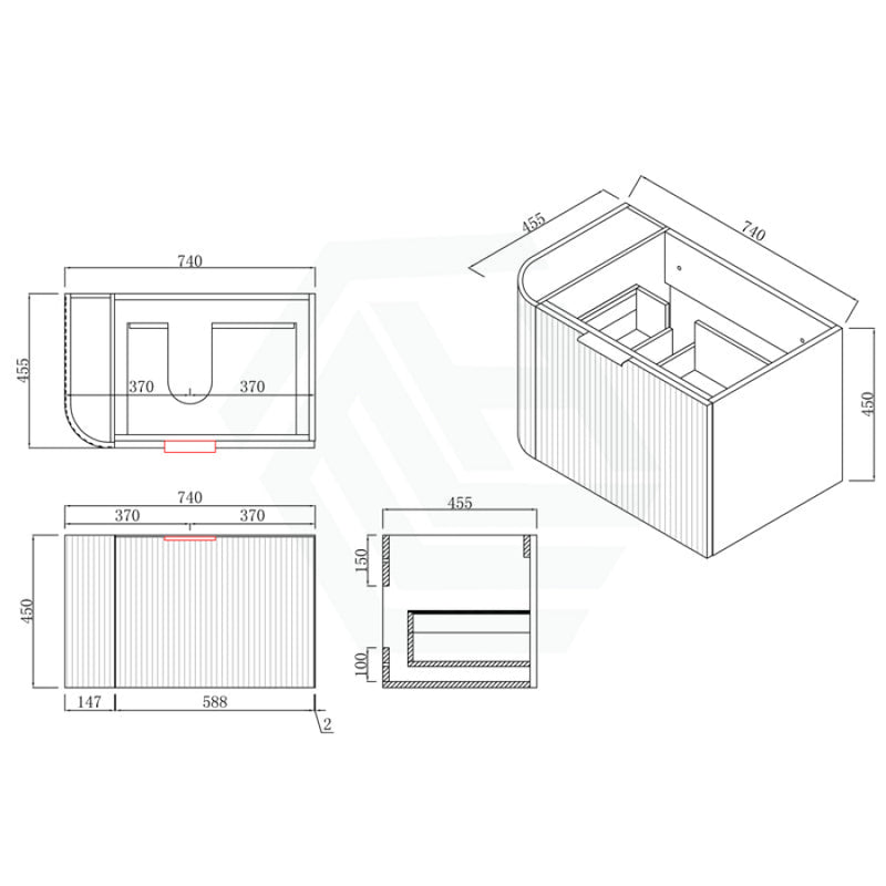 Rio 600/750/900/1200/1500Mm Bathroom Linear Surface Corner Vanity Wall Hung Plywood White With Stone