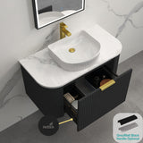 Rio 750/900/1200/1500Mm Bathroom Linear Surface Vanity Wall Hung Single/Double Drawer Plywood Black