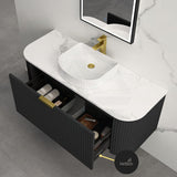 Rio 750/900/1200/1500Mm Bathroom Linear Surface Vanity Wall Hung Single/Double Drawer Plywood Black