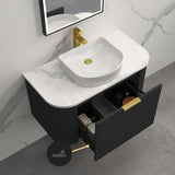 Rio 750/900/1200/1500Mm Bathroom Linear Surface Vanity Wall Hung Single/Double Drawer Plywood Black