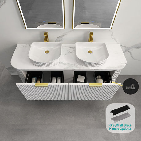 Rio 750/900/1200/1500Mm Bathroom Linear Surface Vanity Wall Hung Single/Double Drawer Plywood White