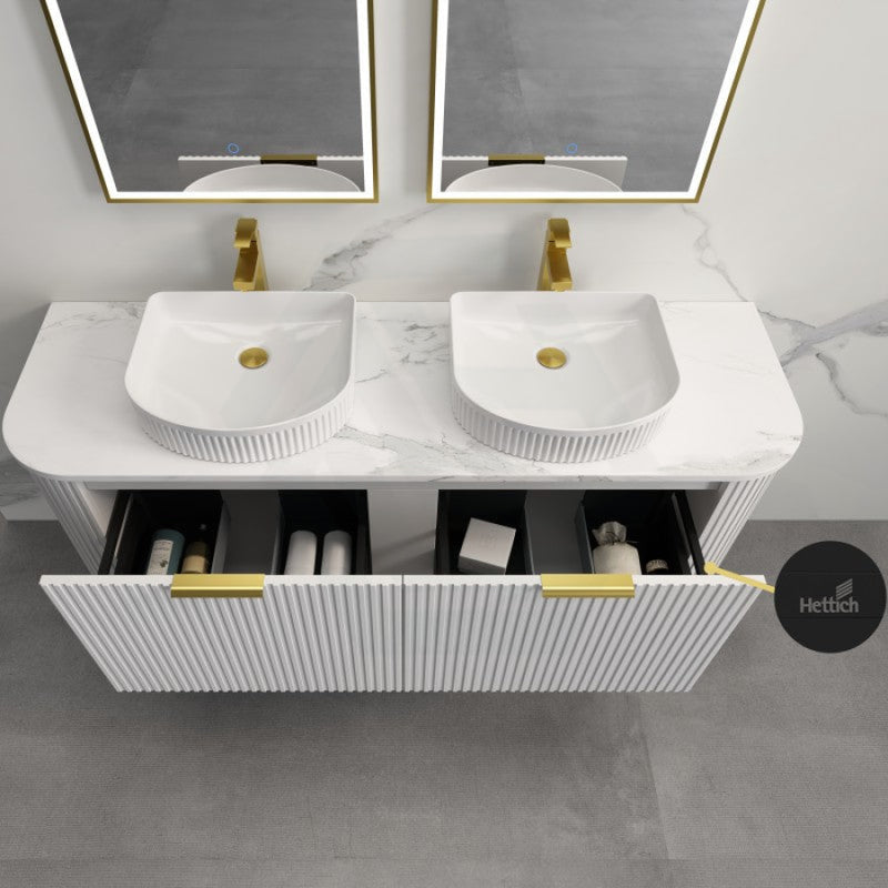 Rio 750/900/1200/1500Mm Bathroom Linear Surface Vanity Wall Hung Single/Double Drawer Plywood White