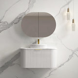 900Mm Rio Wall Hung Plywood Vanity Matt White Linear Surface Single Bowl Cabinet Only For Bathroom