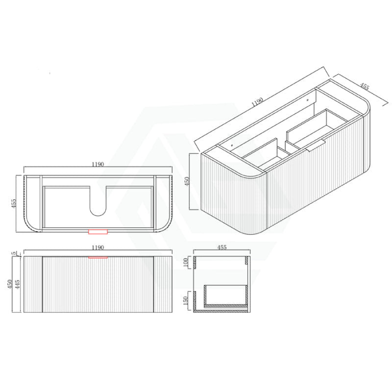 Rio 900/1200/1500Mm Bathroom Linear Surface Vanity Wall Hung Single/Double Drawer Plywood White