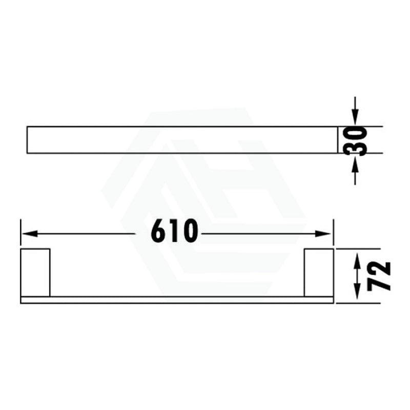 Rosa 610/750Mm Single Towel Rail Matt Black 610Mm Rails