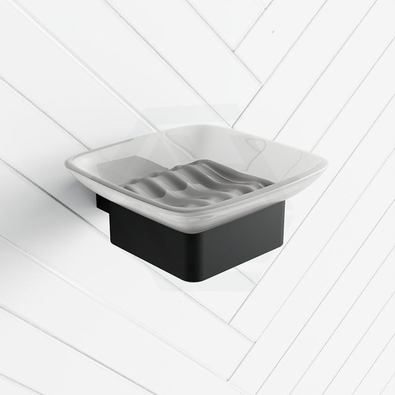 Rosa Matt Black Glass Soap Dish Stainless Steel Holders