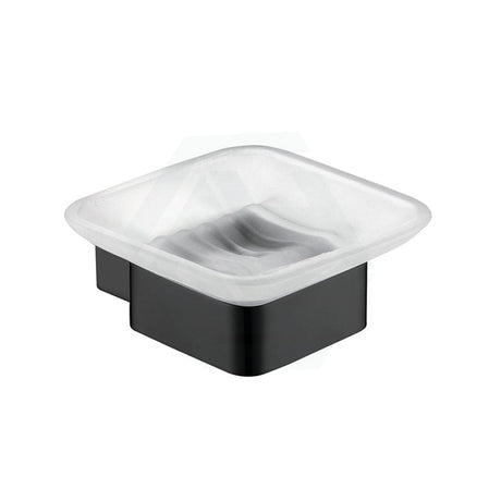 Rosa Matt Black Glass Soap Dish Stainless Steel Holders