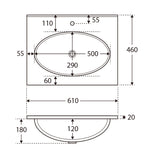 Fienza Rotondo 600Mm Ceramic Basin-Top 1 Or 3 Tap Holes Available Vanity Tops