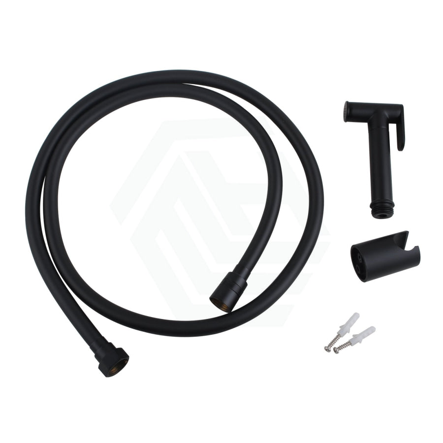 Round Black Brass Toilet Bidet Spray Kit With 1.2M Pvc Water Hose