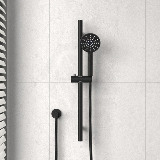 Round Black Sliding Shower Rail With 3 Mode Handheld Set