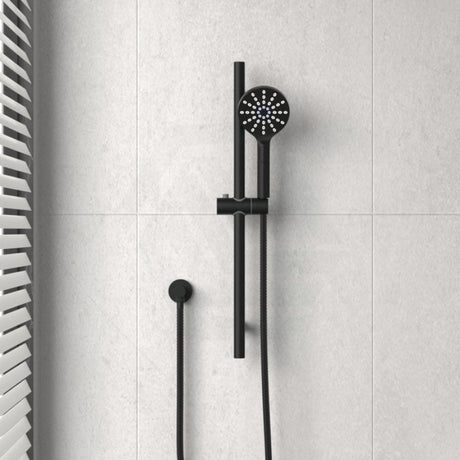 Round Black Sliding Shower Rail With 3 Mode Handheld Set