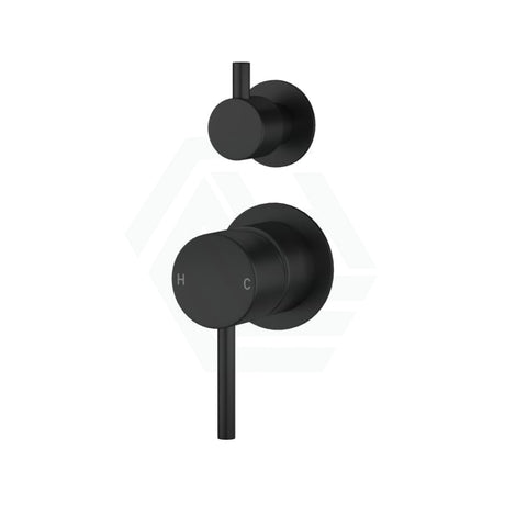 Round Brass Matt Black Shower/Bath Mixer With Diverter Wall Mixers With