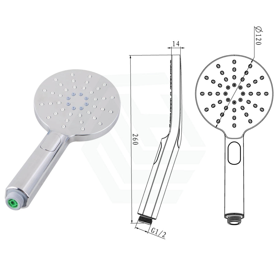 Round Chrome 3 Functions Handheld Shower With Wall Bracket Set Bathroom Products