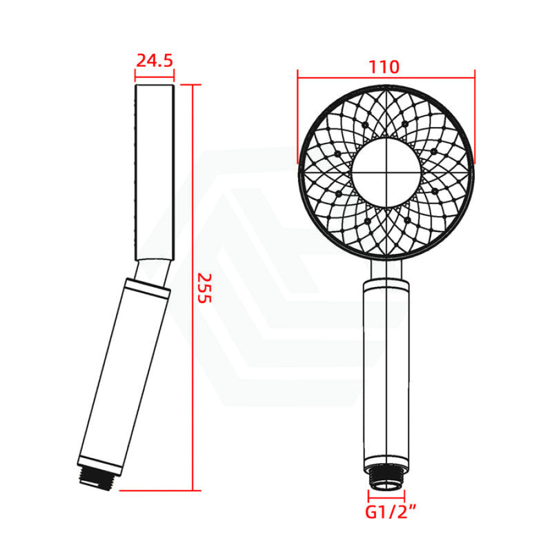 Round Chrome & Black Abs 3 Functions Handheld Shower Head Only Hollow Design Bathroom Products