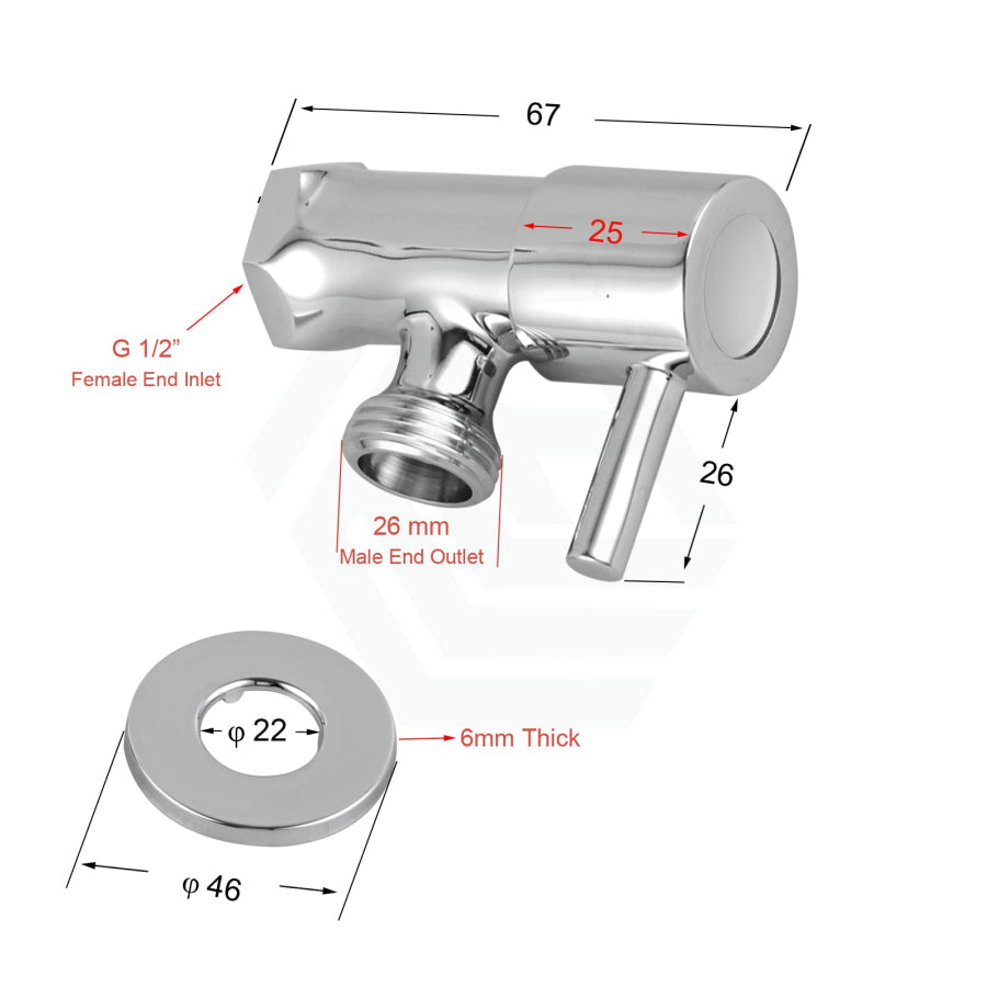 Round Chrome Brass 1/4 Turn Washing Machine Stop Tap Wall Mounted Bathroom Products