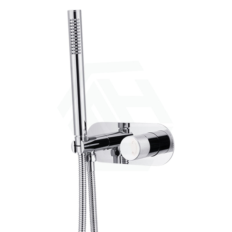 Round Chrome Handheld Shower Set With Mixer Rail